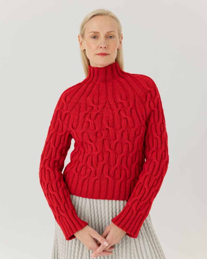 Bangos: Poppy Red Merino Statement Sweater