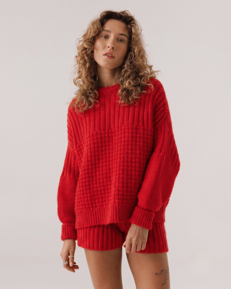Delčia: Poppy Crimson Chunky Sweater