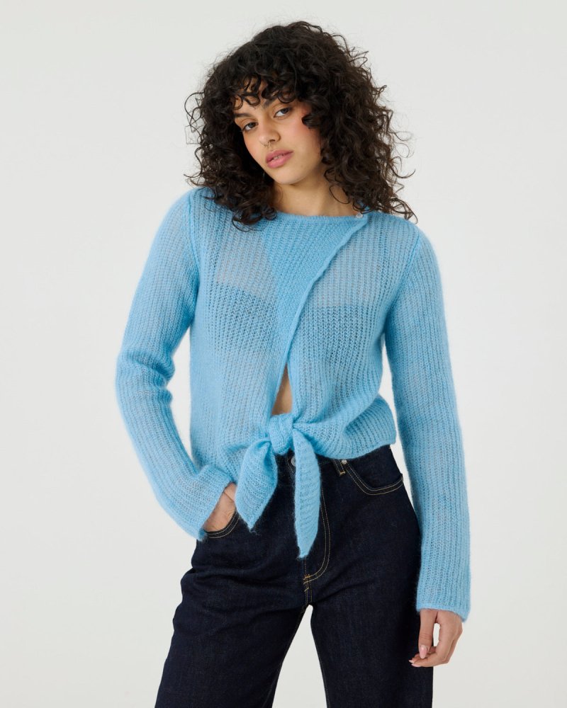 Skraistas: Sea Glass Cropped Mohair Cardigan