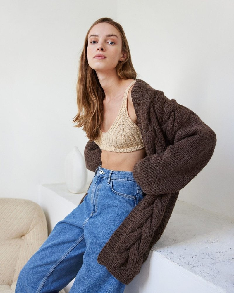 Twisted Erik: Earth Brown Chunky Cardigan